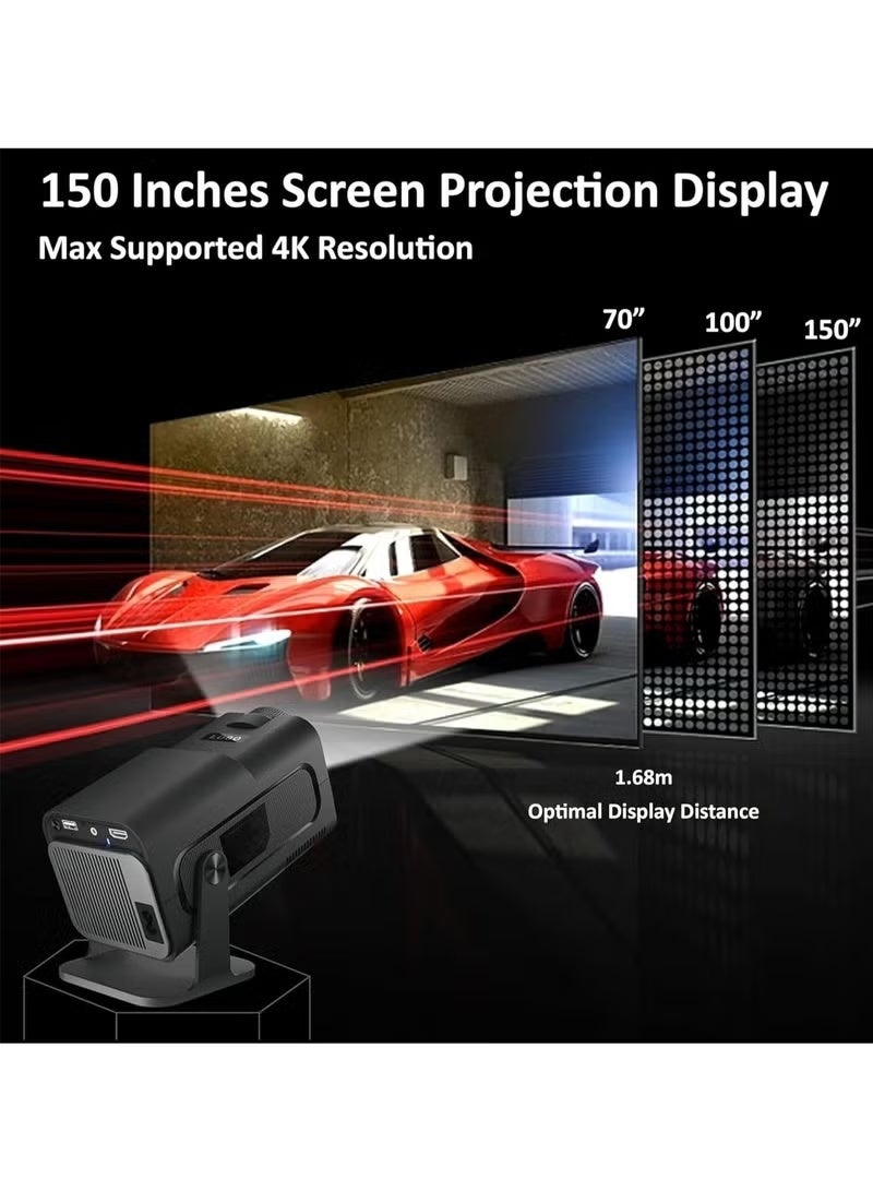 BLUMENIT جهاز عرض ميني ذكي بدقة 1080P كاملة HD، دعم أقصى 4K، WiFi 6، بلوتوث 5.0، نظام أندرويد 11، تصحيح تلقائي للزاوية وتصميم دوار بزاوية 180° للسينما المنزلية والبث - Image 3